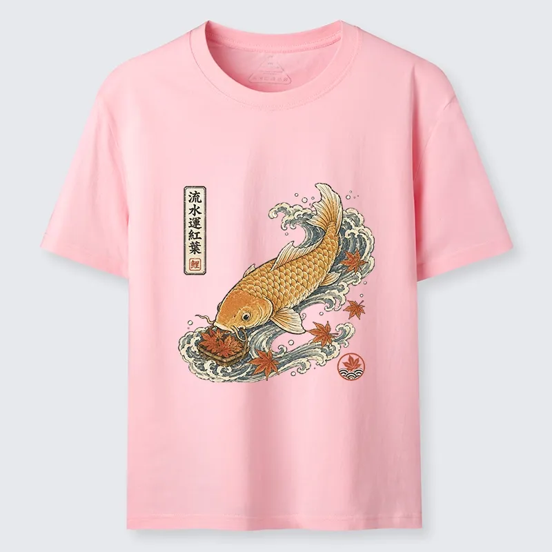 Tokyo-Tiger Golden Koi Carp Maple Leaf Wave Art Classic T-Shirt Sale