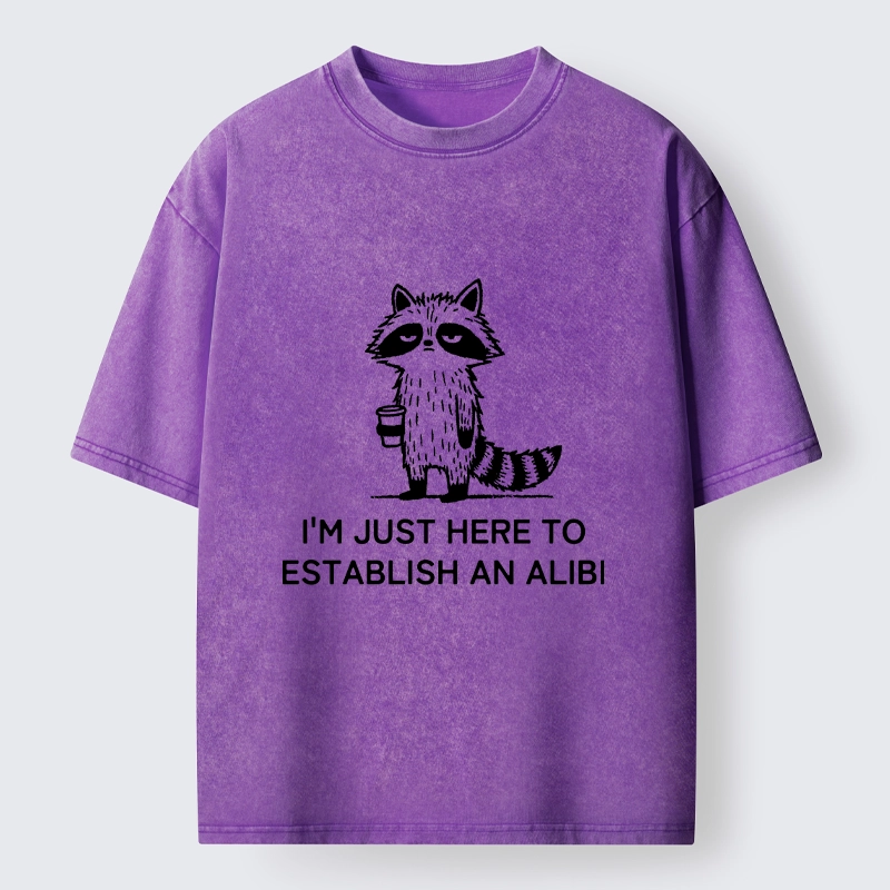 Tokyo-Tiger Minimal Raccoon Coffee Joke Line Art Washed T-Shirt