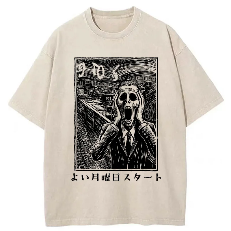Tokyo-Tiger Office Worker The Scream Washed T-Shirt