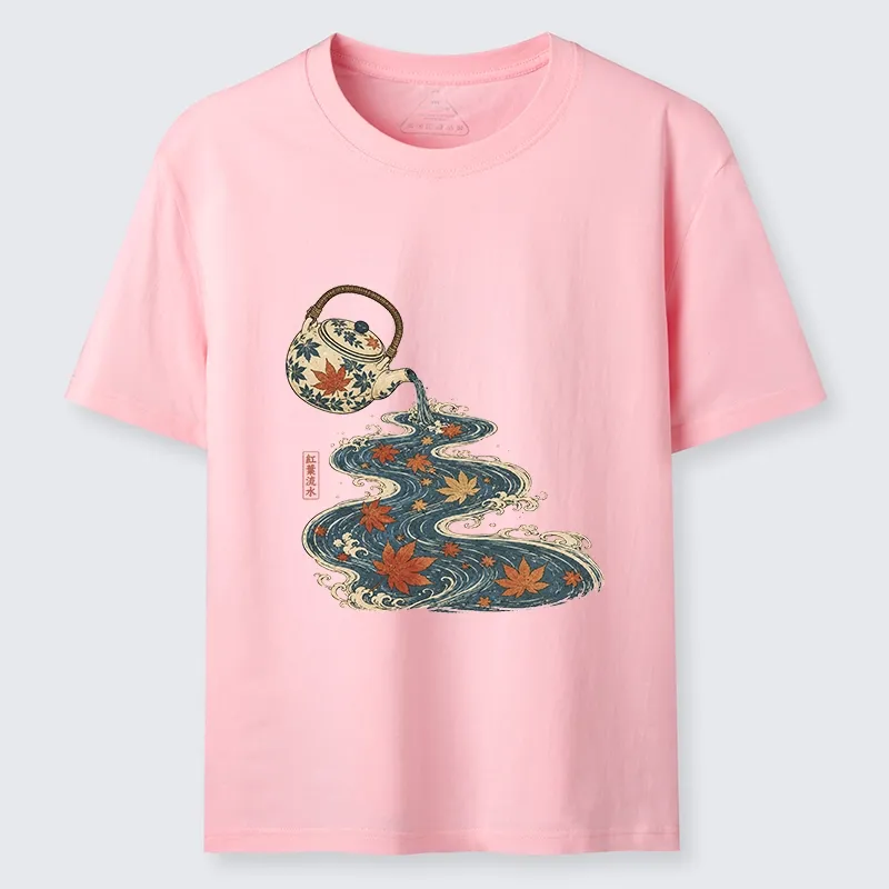 Tokyo-Tiger Maple Tea Pot Flowing River Ukiyo Art Classic T-Shirt