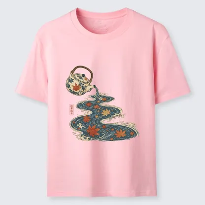 Tokyo-Tiger Maple Tea Pot Flowing River Ukiyo Art Classic T-Shirt