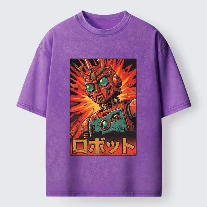 Tokyo-Tiger Retro Japanese Robot Washed T-Shirt