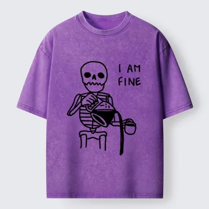Tokyo-Tiger Skeleton Fake Calm Washed T-Shirt