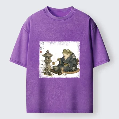 Tokyo-Tiger Calm Kimono Tea Frog Washed T-Shirt