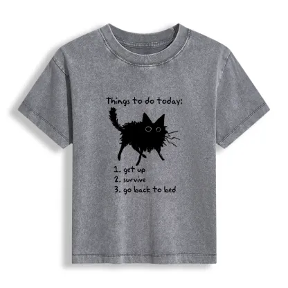 Tokyo-Tiger Lazy Cat Survive Day Funny Meme Women's Washed T-shirt