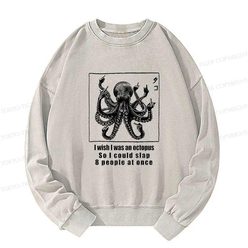 Tokyo-Tiger I Wish I Was An Octopus Japan Washed Sweatshirt Sale
