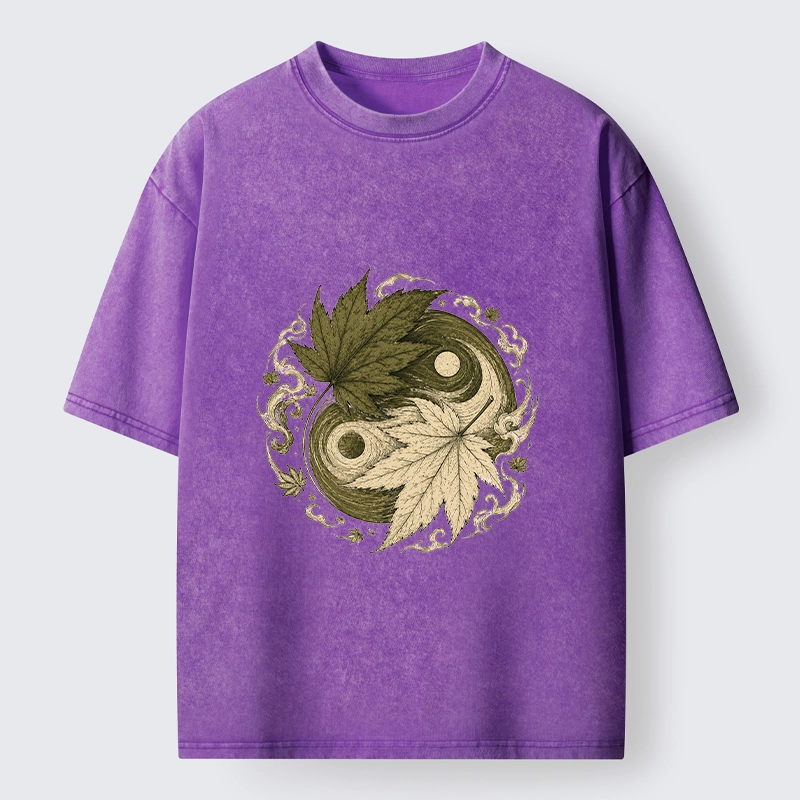 Tokyo-Tiger Maple Yin Yang Art Washed T-Shirt