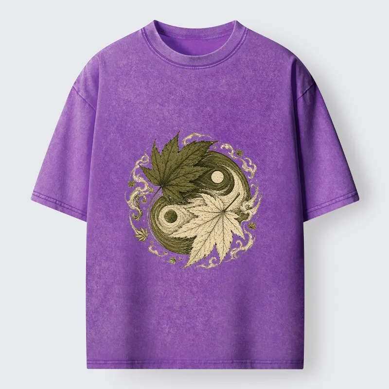 Tokyo-Tiger Maple Yin Yang Art Washed T-Shirt