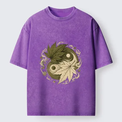 Tokyo-Tiger Maple Yin Yang Art Washed T-Shirt