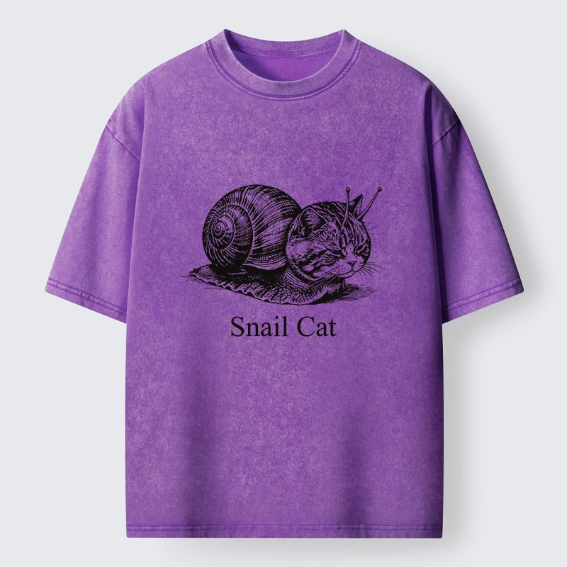 Tokyo-Tiger Weird Snail Cat Meme Washed T-Shirt