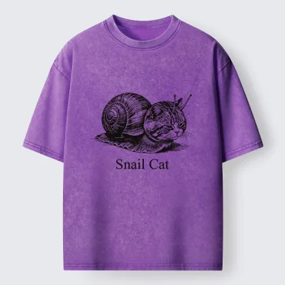 Tokyo-Tiger Weird Snail Cat Meme Washed T-Shirt