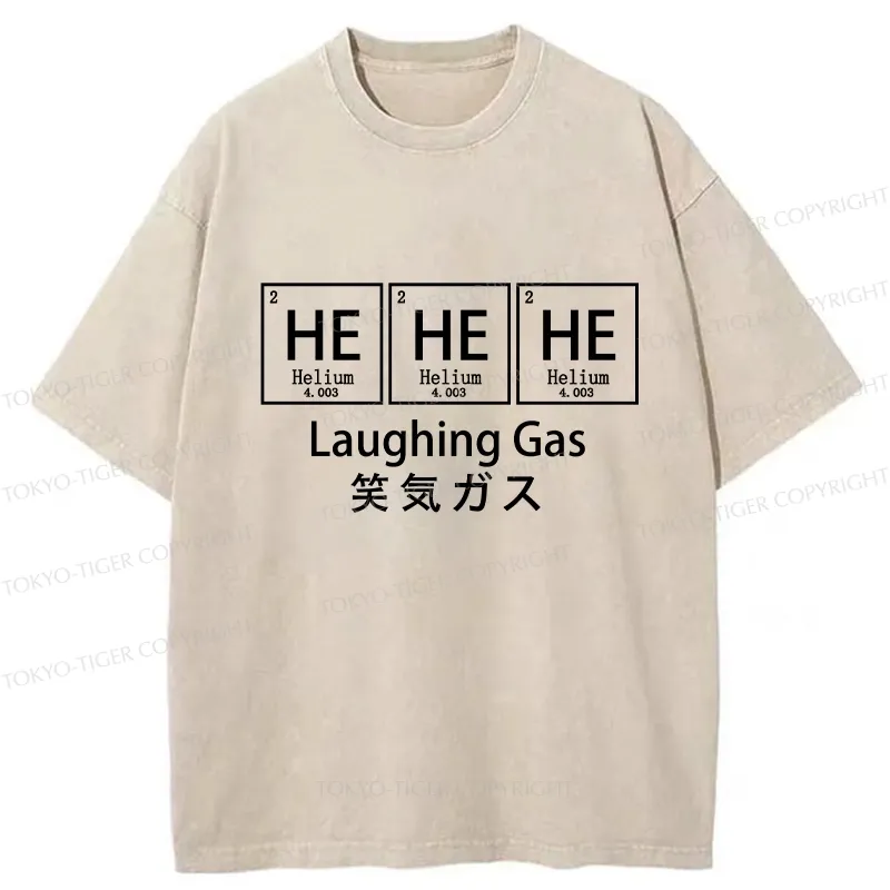 Tokyo-Tiger Funny Laughing Gas Washed T-Shirt