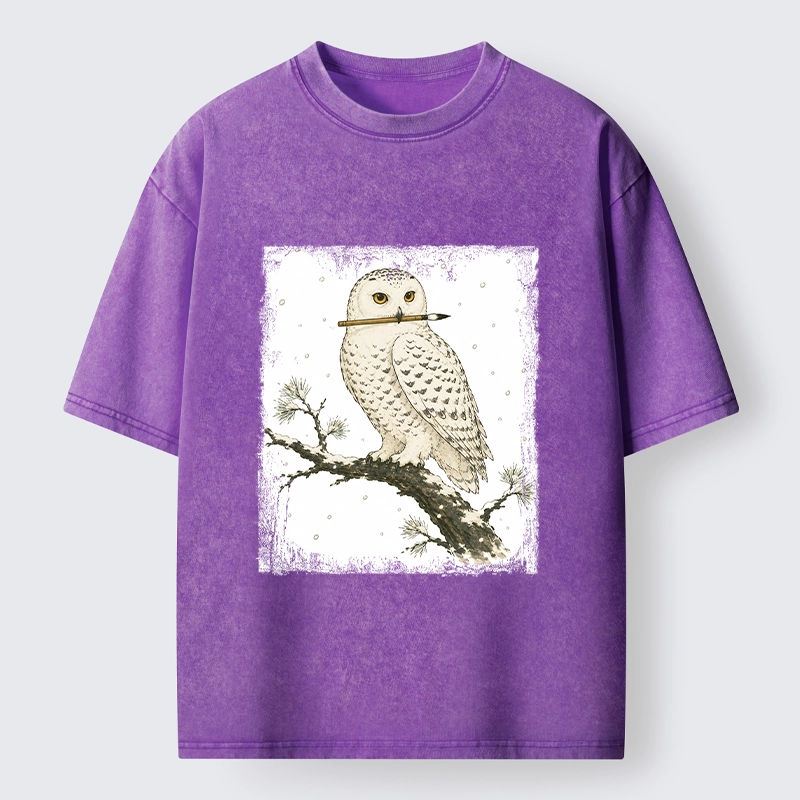 Tokyo-Tiger Snow Owl Painter Washed T-Shirt