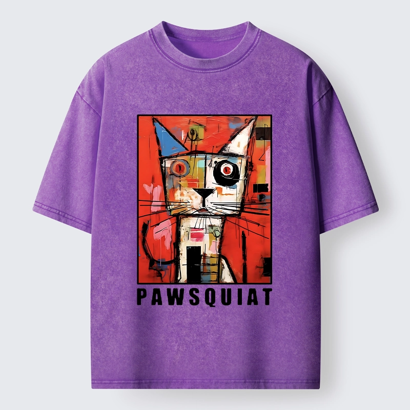 Tokyo-Tiger Abstract Picasso Cat Art Washed T-Shirt