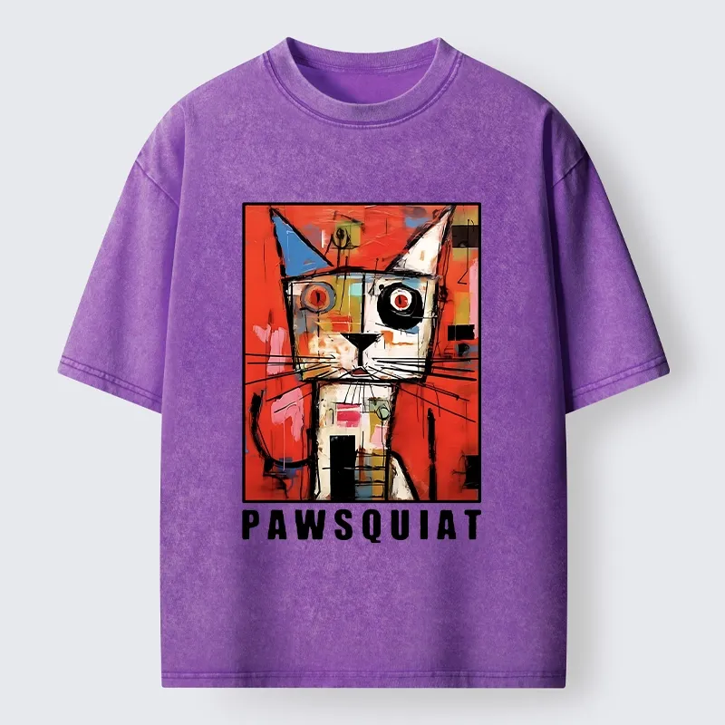 Tokyo-Tiger Abstract Picasso Cat Art Washed T-Shirt