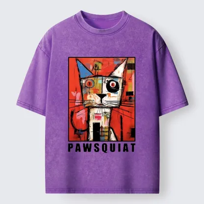 Tokyo-Tiger Abstract Picasso Cat Art Washed T-Shirt