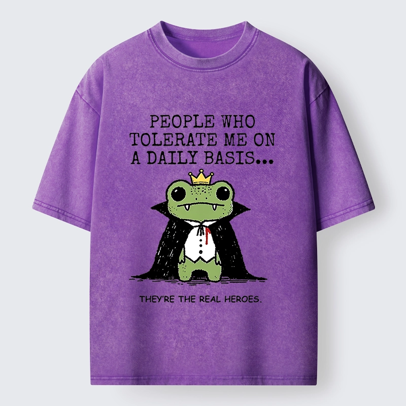 Tokyo-Tiger Funny Meme Vampire Frog Washed T-Shirt