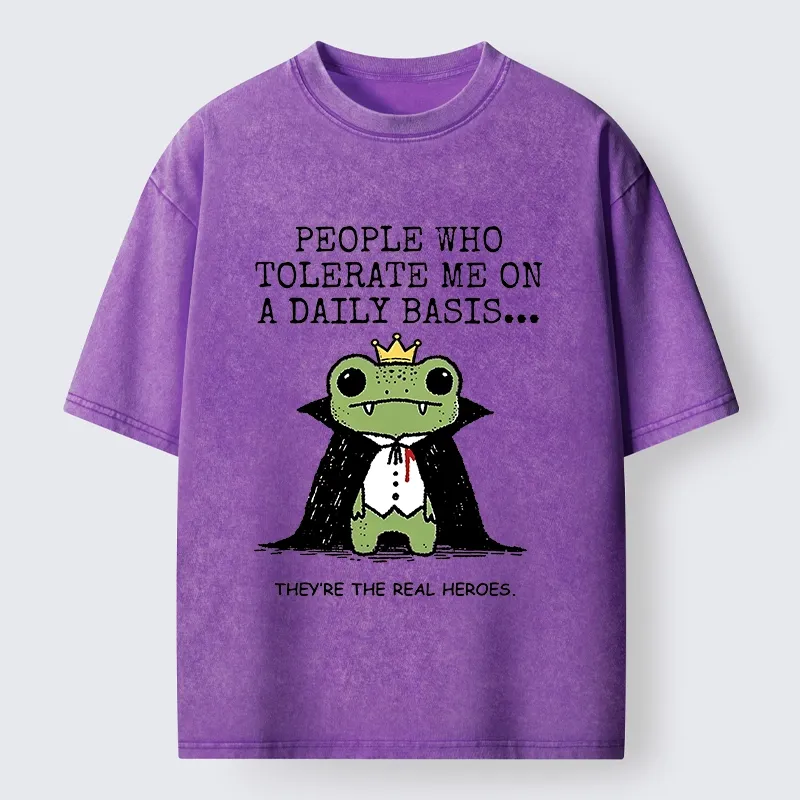Tokyo-Tiger Funny Meme Vampire Frog Washed T-Shirt