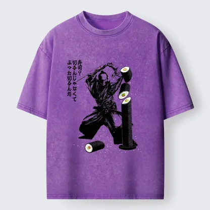 Tokyo-Tiger Samurai Sushi Slice Washed T-Shirt