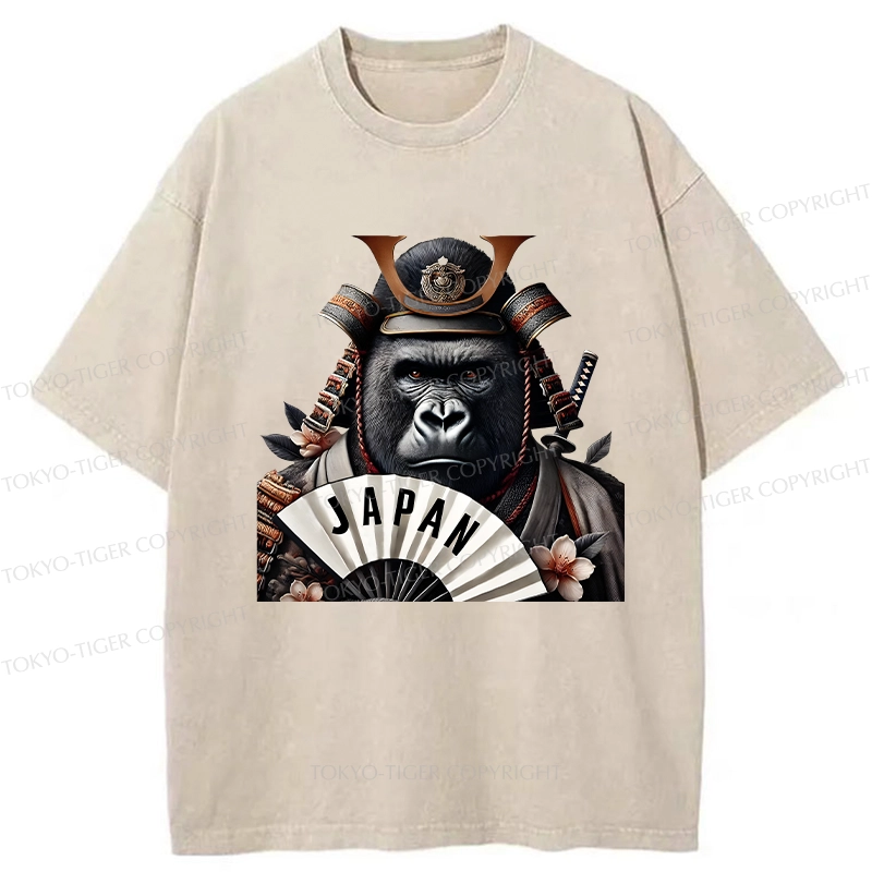 Tokyo-Tiger Japanese Samurai Gorilla Washed T-Shirt