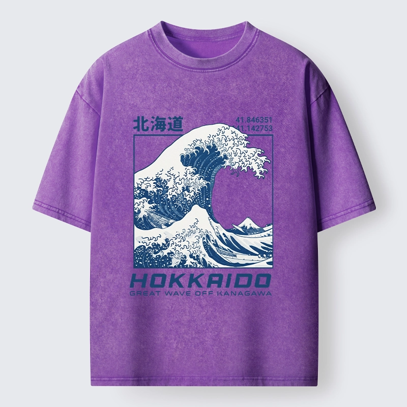 Tokyo-Tiger Hokkaido Wave Art Washed T-Shirt