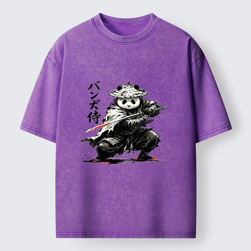 Tokyo-Tiger Panda Samurai Warrior Washed T-Shirt