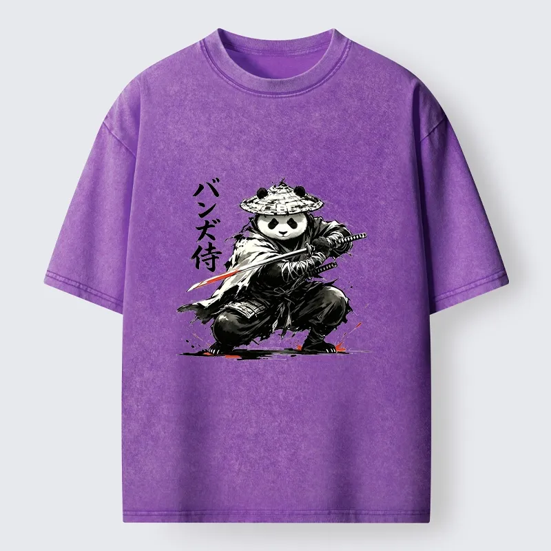 Tokyo-Tiger Panda Samurai Warrior Washed T-Shirt