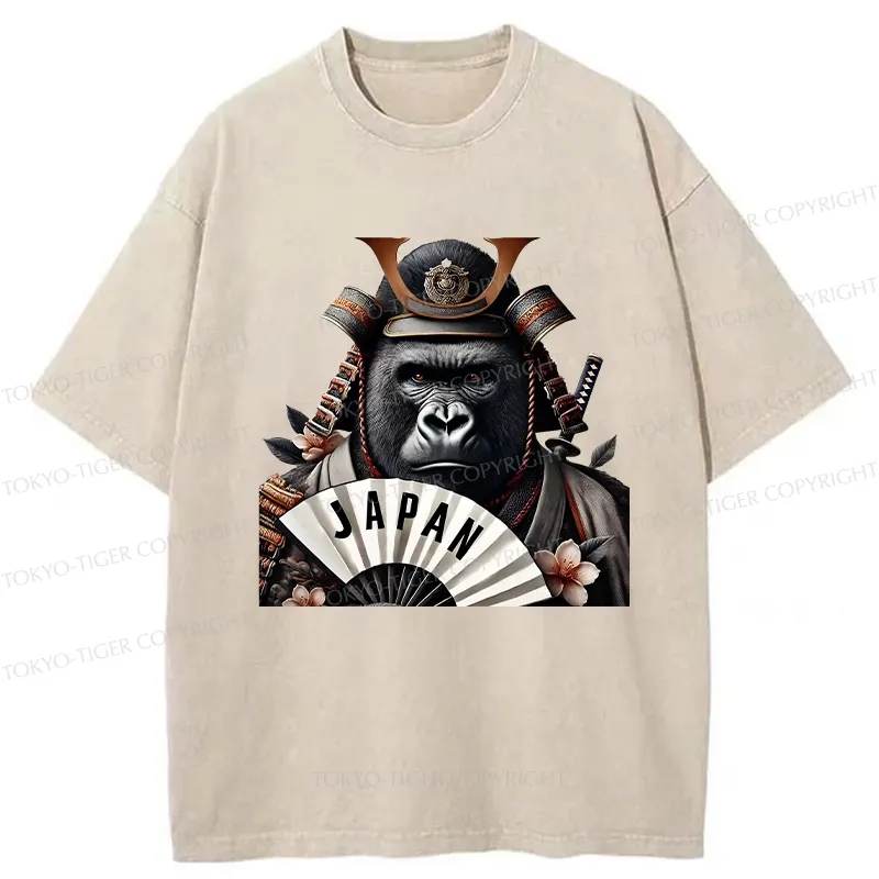 Tokyo-Tiger Japanese Samurai Gorilla Washed T-Shirt Sale