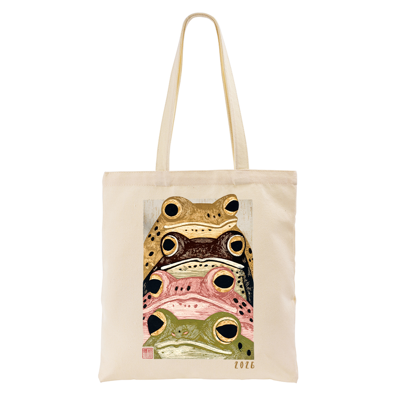 Tokyo-Tiger Whimsical Multi Colored Frog Art Tote Bag