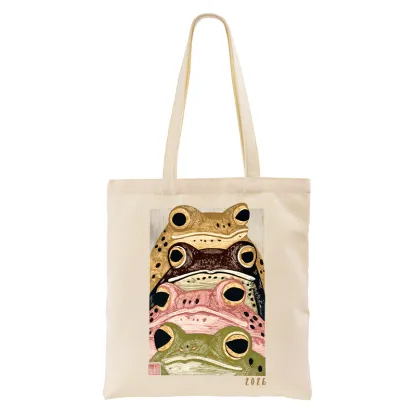 Tokyo-Tiger Whimsical Multi Colored Frog Art Tote Bag