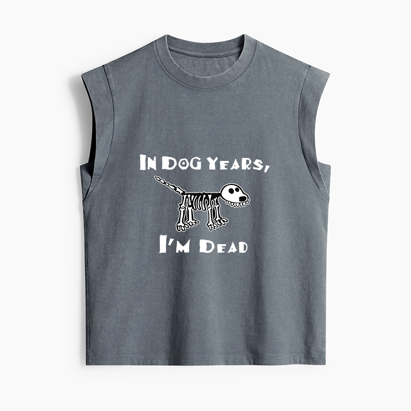 Tokyo-Tiger Funny Meme Old Dog Dead In Dog Years Vibe Women's Washed Tank Tops