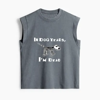 Tokyo-Tiger Funny Meme Old Dog Dead In Dog Years Vibe Women's Washed Tank Tops