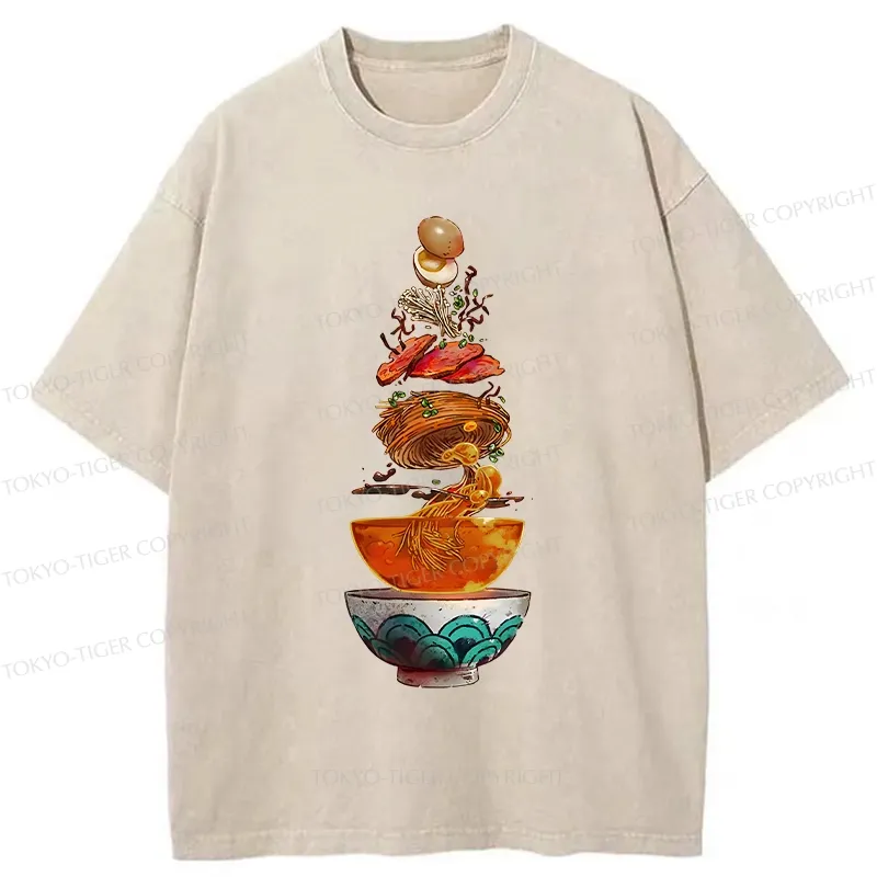 Tokyo-Tiger Funny Ramen Layers Washed T-Shirt