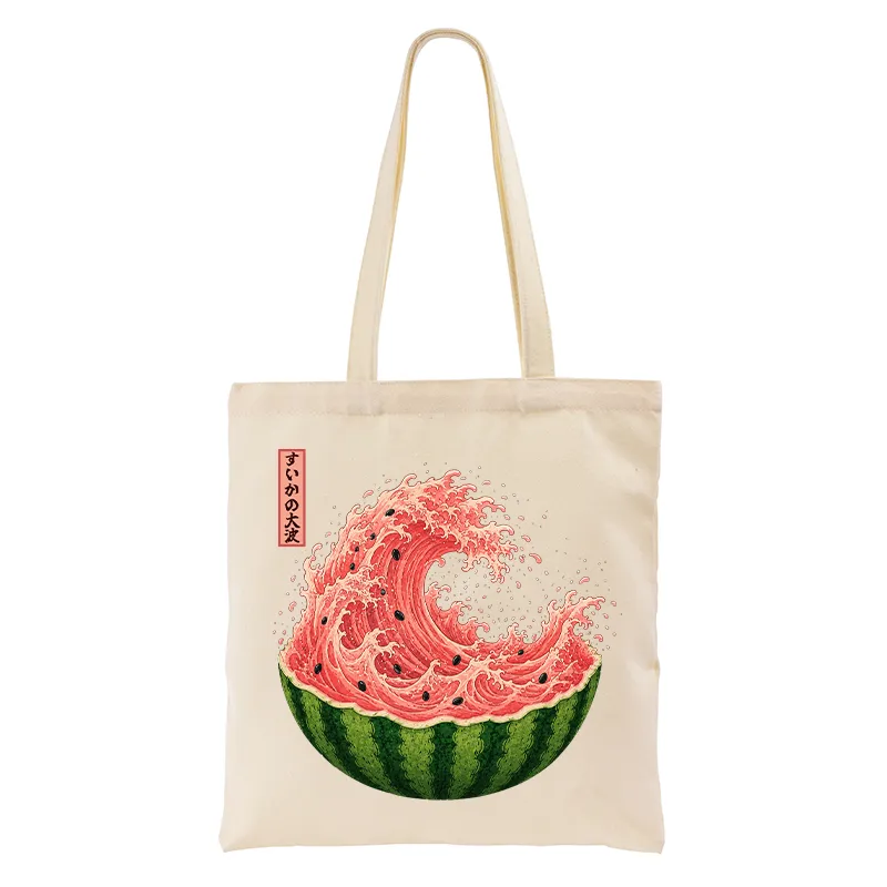 Tokyo-Tiger Watermelon Wave Summer Ukiyo Art Tote Bag