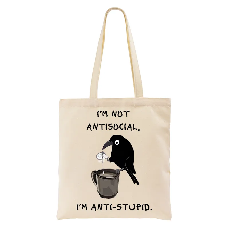 Tokyo-Tiger Cool Crow Sips Calm Coffee Alone Tote Bag