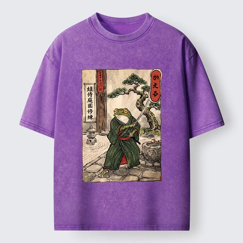 Tokyo-Tiger Samurai Frog Training Washed T-Shirt