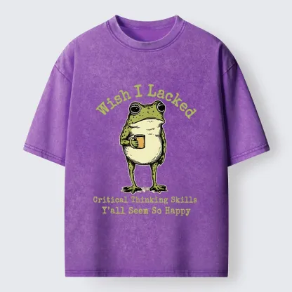 Tokyo-Tiger Critical Thinking Frog Meme Washed T-Shirt