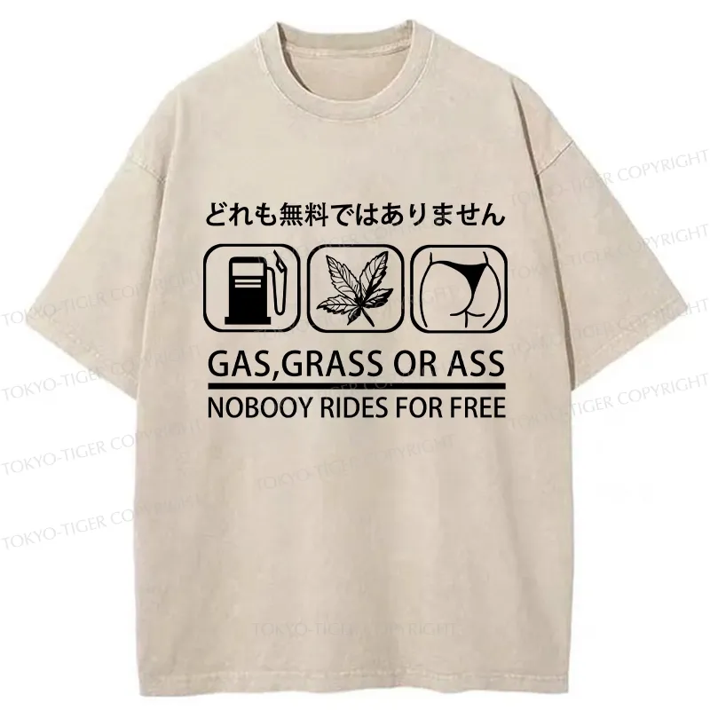 Tokyo-Tiger Nobody Rides For Free Washed T-Shirt