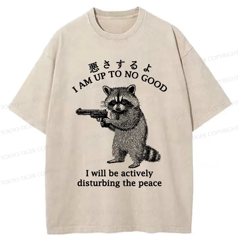 Tokyo-Tiger Raccoon Disturbing The Peace Washed T-Shirt Sale