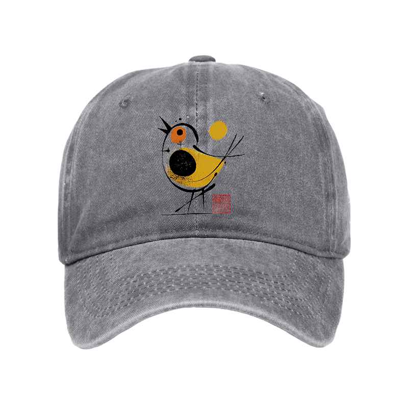 Tokyo-Tiger Aesthetic Yellow And Black Bird Washed Cap