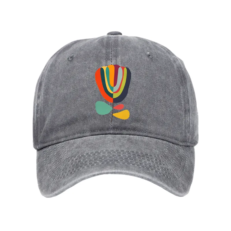 Tokyo-Tiger Colorful Flower Minimalist Print Washed Cap Sale
