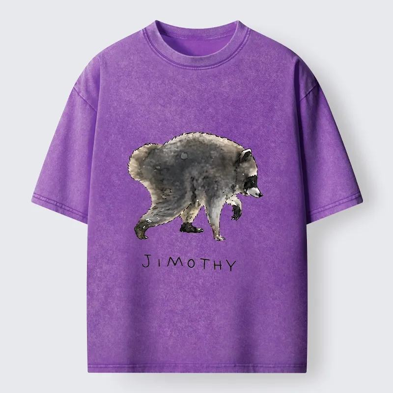 Tokyo-Tiger Jimothy Raccoon Art Washed T-Shirt