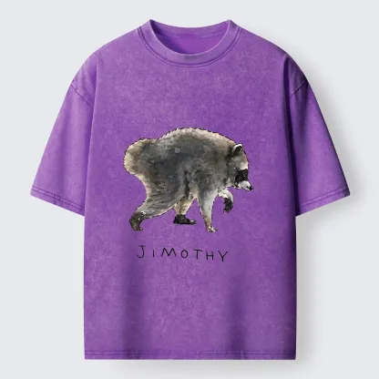 Tokyo-Tiger Jimothy Raccoon Art Washed T-Shirt