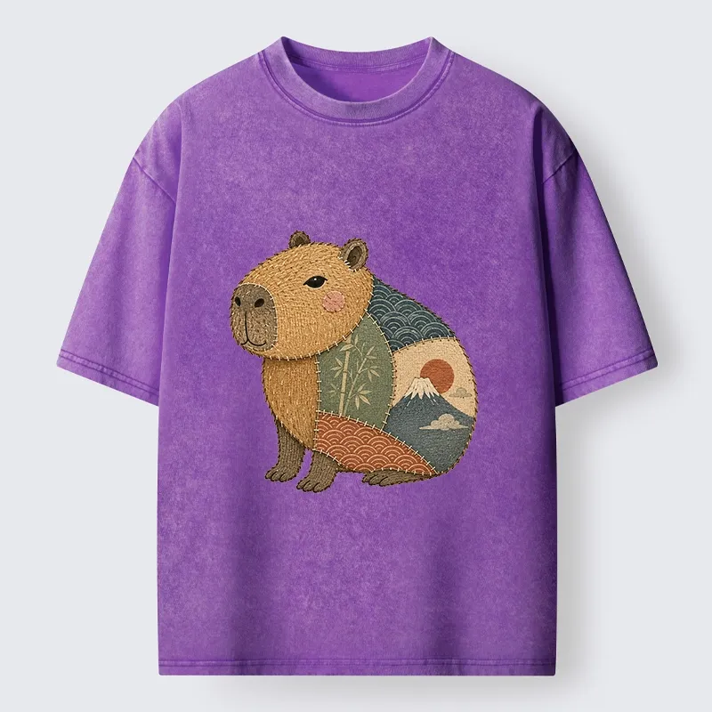 Tokyo-Tiger Patchwork Capybara Washed T-Shirt