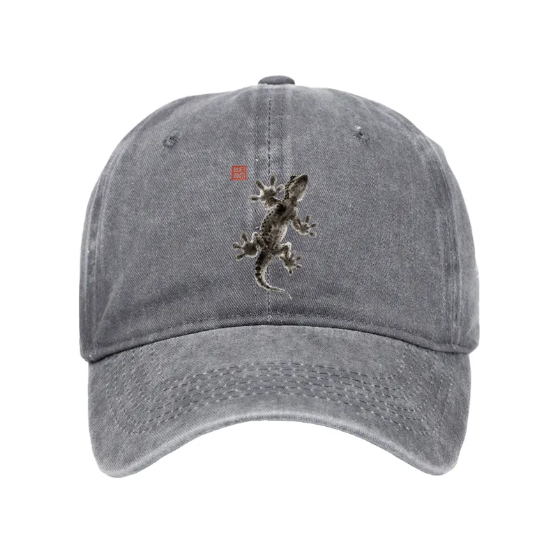 Tokyo-Tiger Minimal Asian Ink Brush Gecko Vibe Washed Cap Sale