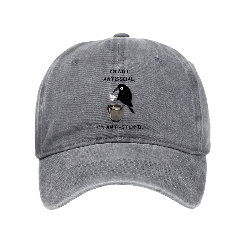 Tokyo-Tiger Cool Crow Sips Calm Coffee Alone Washed Cap