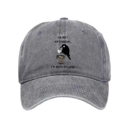 Tokyo-Tiger Cool Crow Sips Calm Coffee Alone Washed Cap