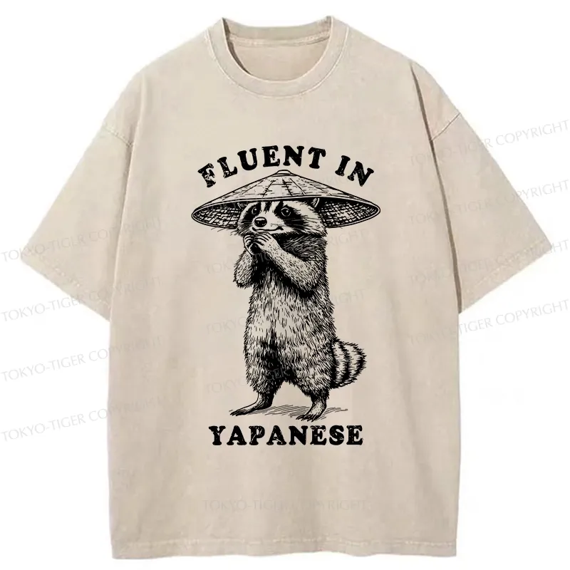 Tokyo-Tiger Funny Fluent In Yapanese Washed T-Shirt