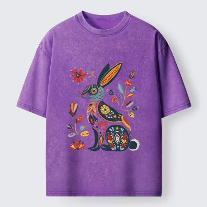 Tokyo-Tiger Folk Hare Bloom Washed T-Shirt