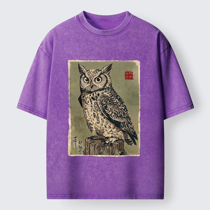 Tokyo-Tiger Wise Forest Owl Washed T-Shirt